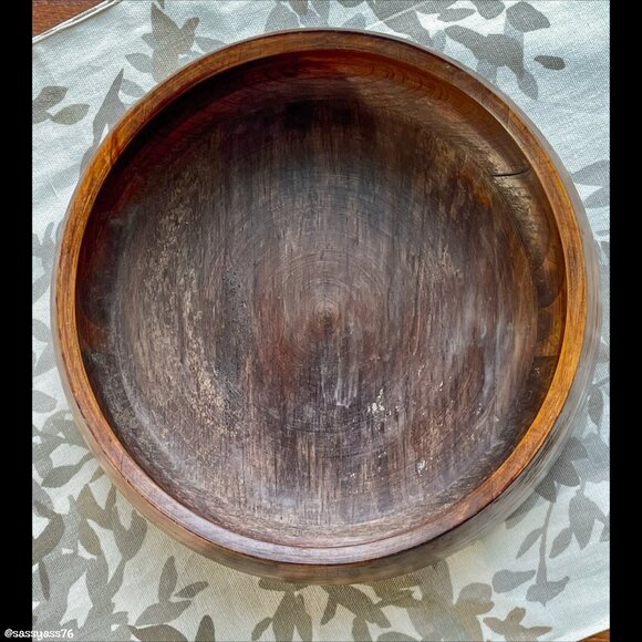 ⭐️HP⭐️VTG▪️ 70's 80's Boho Rustic Set of ASIAN WOOD Serving Bowl Spoon & 7 Bowls - Picture 2 of 10
